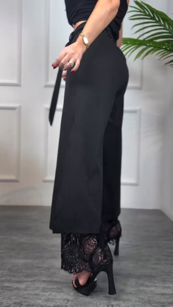 Ladies' Spliced Hollow Printed Casual Pants