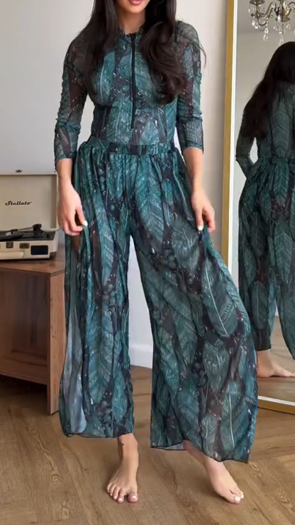 Women's printed three-piece swimsuit