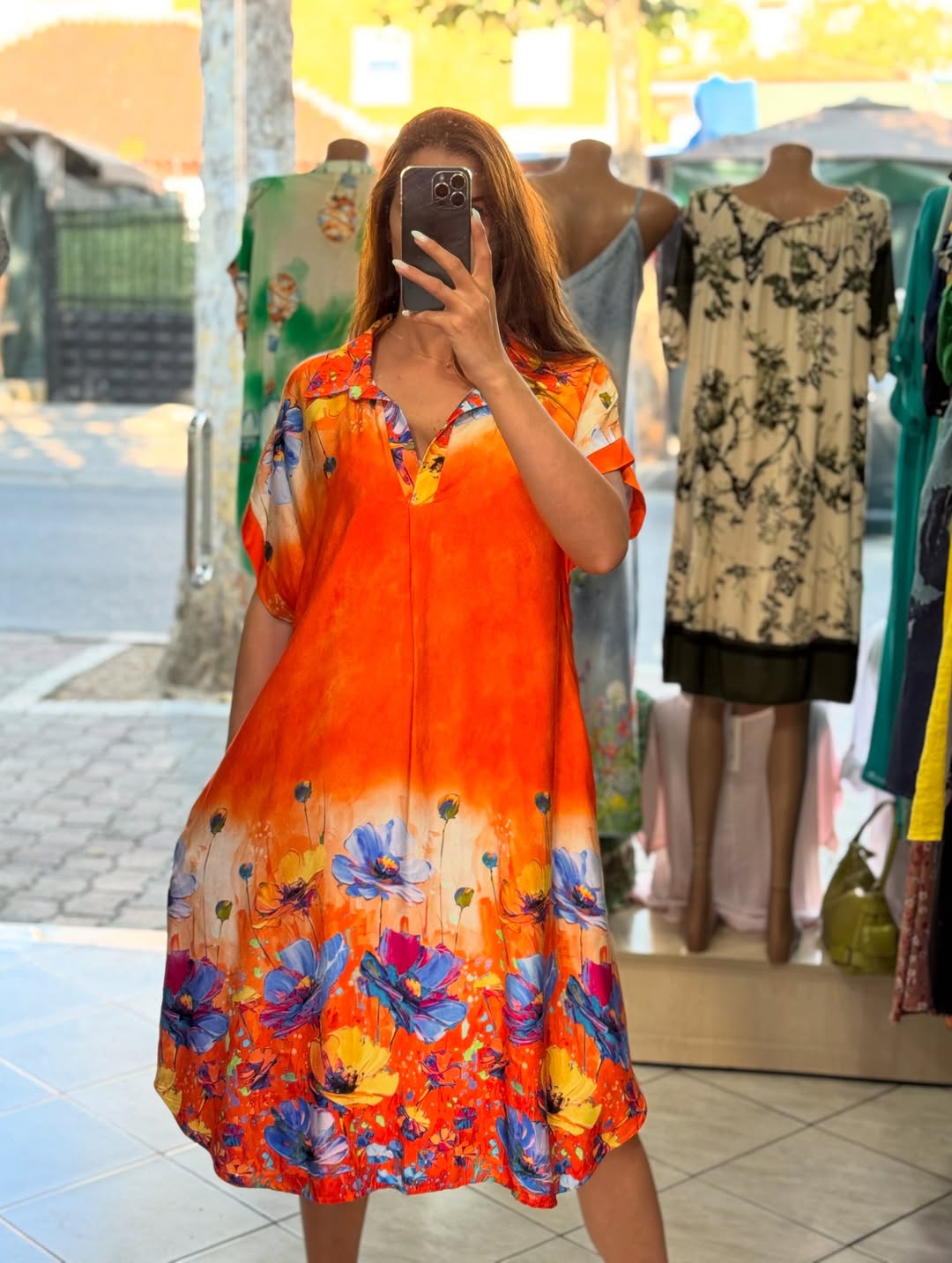 Ladies' Lapel Printed Loose Casual Dress