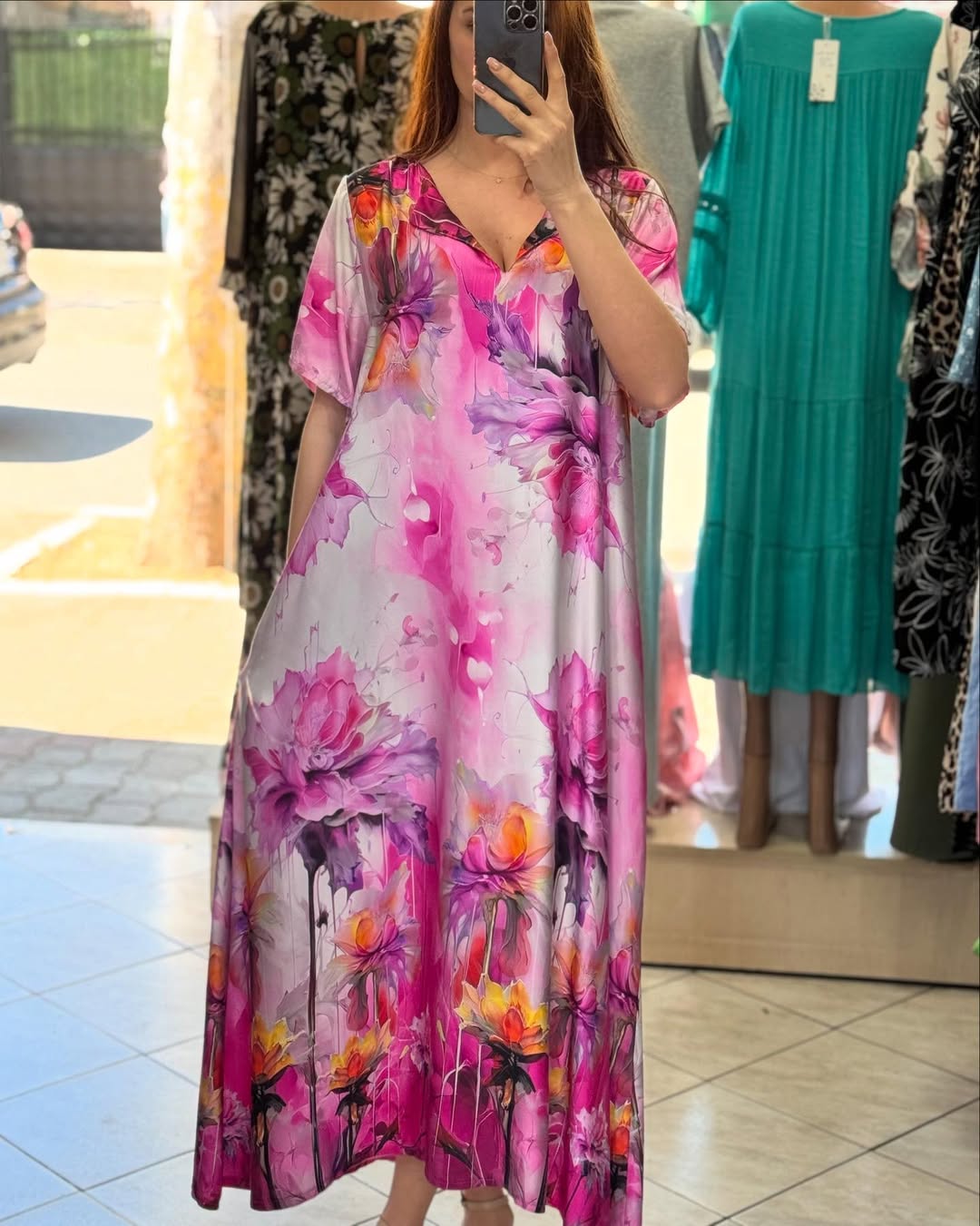 Ladies' Collar Painted Print Loose Casual Dress