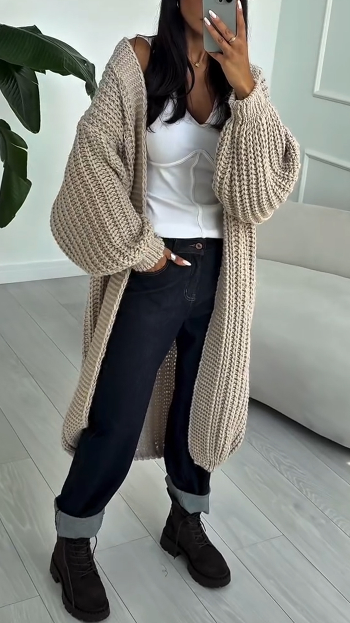 Women Knitted Long Casual Cardigan
