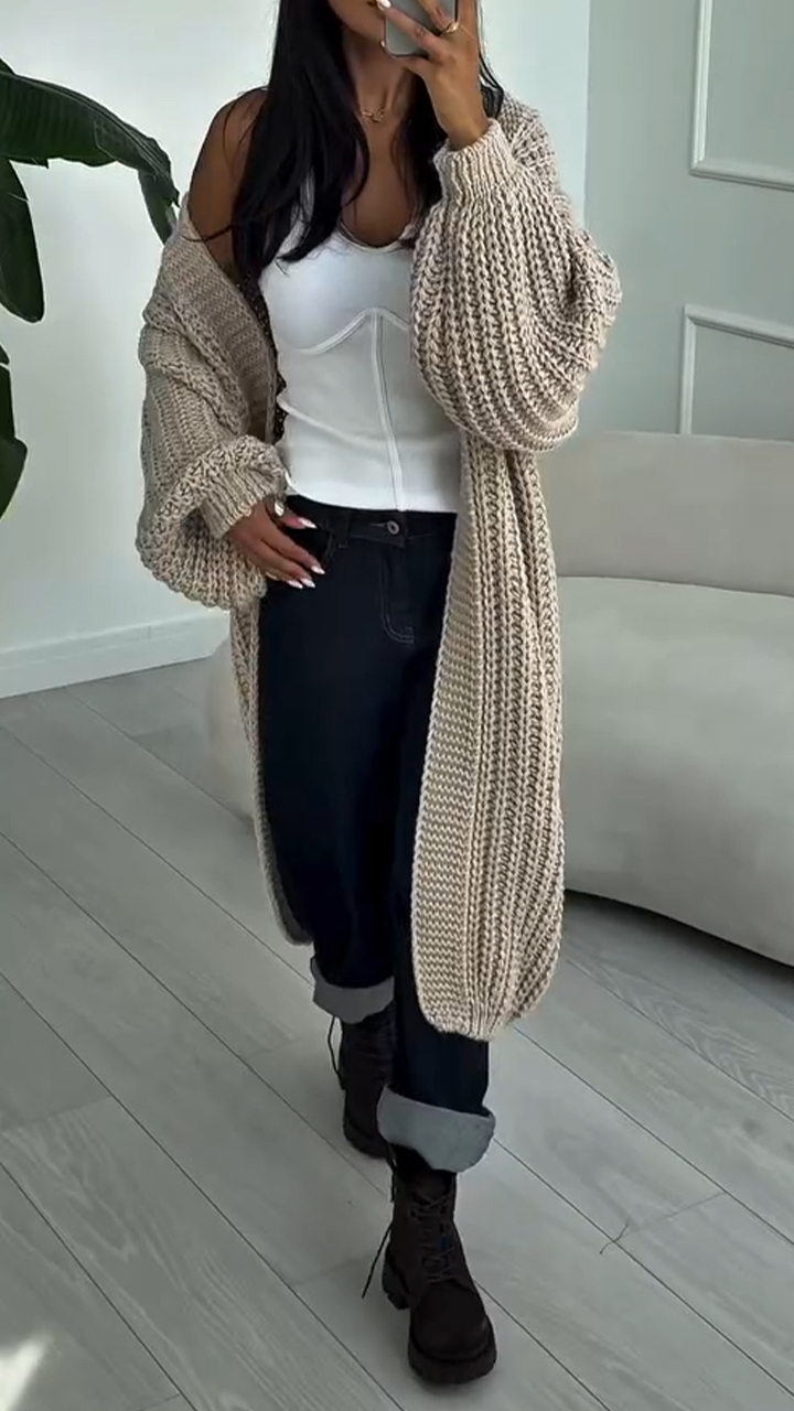 Women Knitted Long Casual Cardigan
