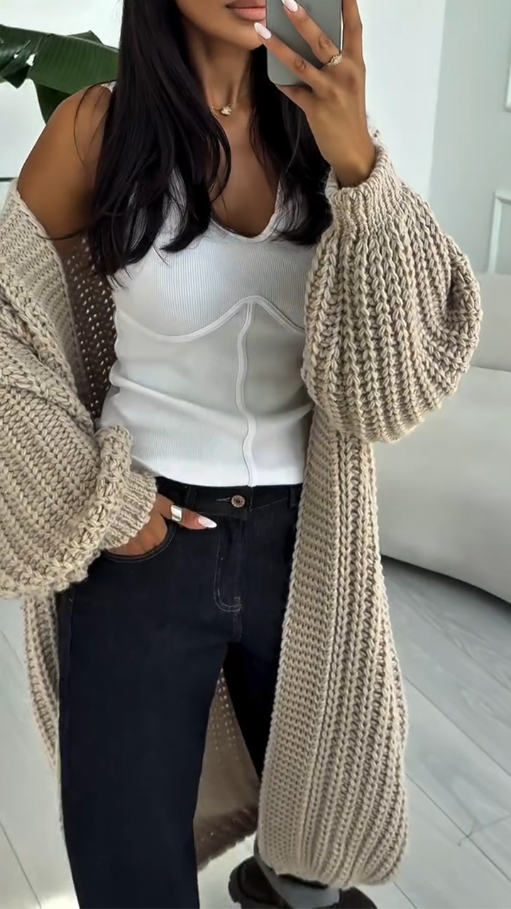 Women Knitted Long Casual Cardigan