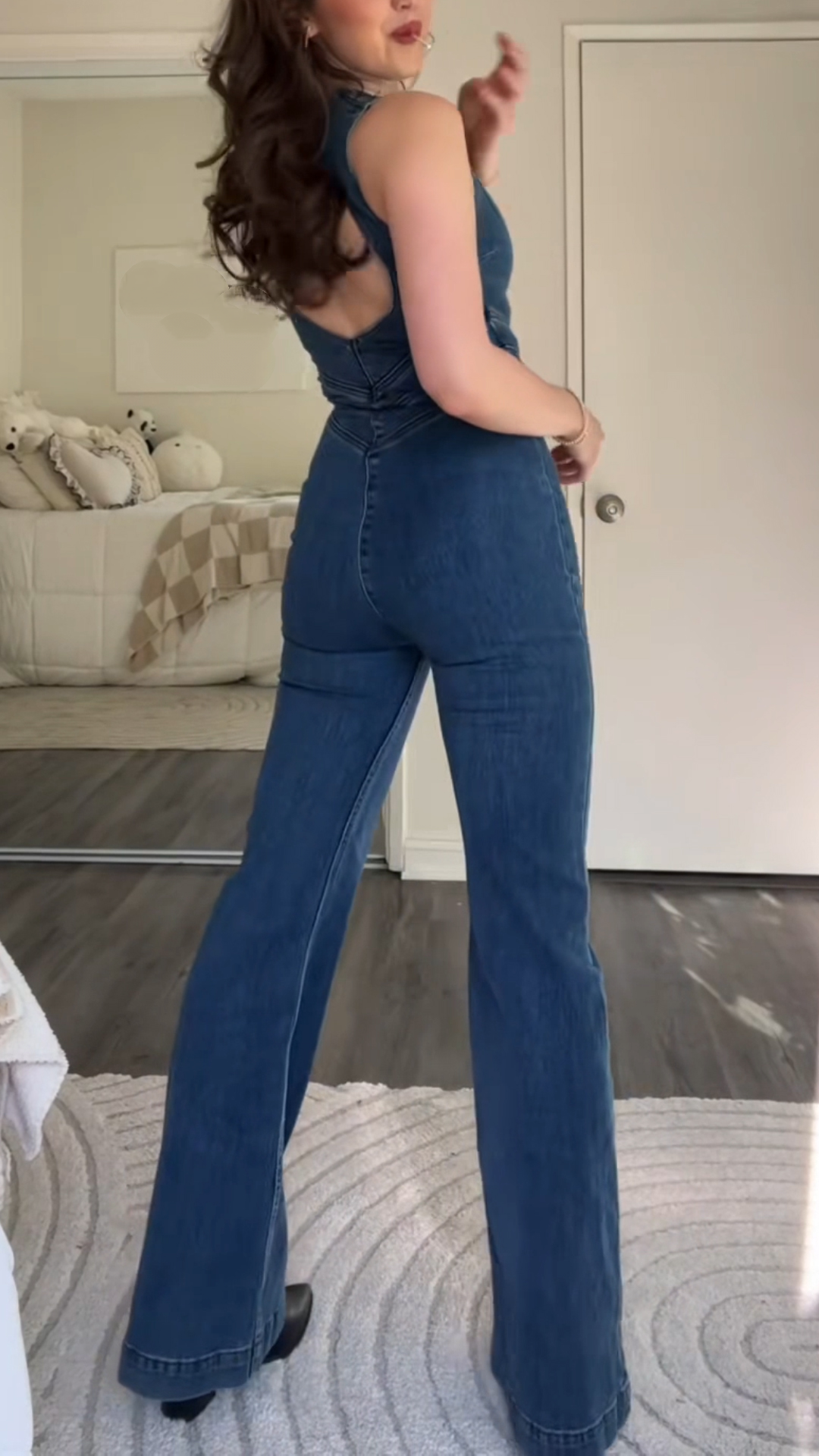 Women's V-neck Zipper Splicing Slim Casual Jumpsuit