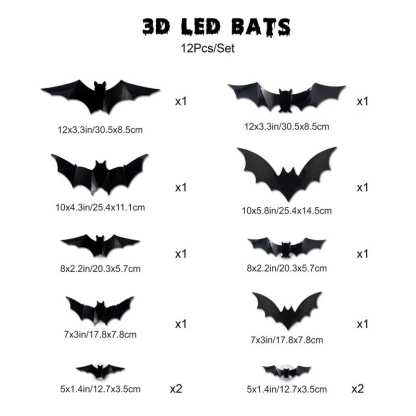 💥Only $14.99 Last Day Promotion!🎁3D Bat Design LED Decoration