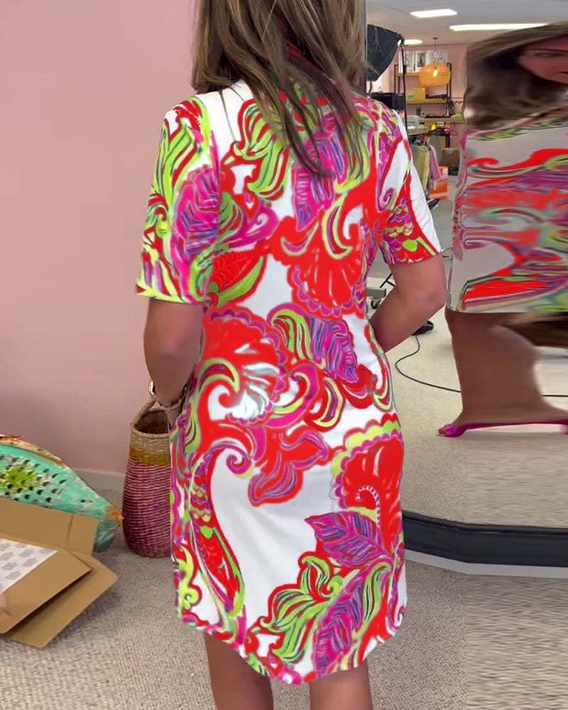 Vibrant Printed Midi Dress