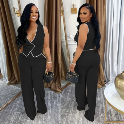 Women's V-neck Sleeveless Casual Suit