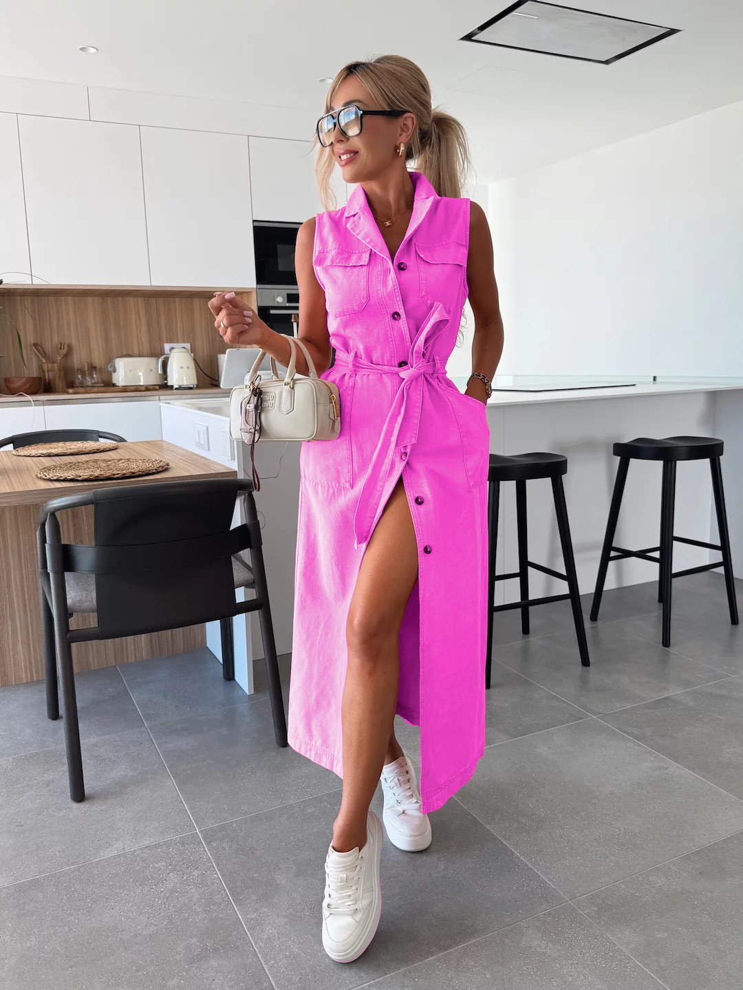 Ladies' Lapel Buckle Split Temperament and Leisure Dress