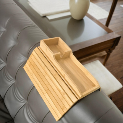 Bamboo Couch Arm Tray & Cup Holder