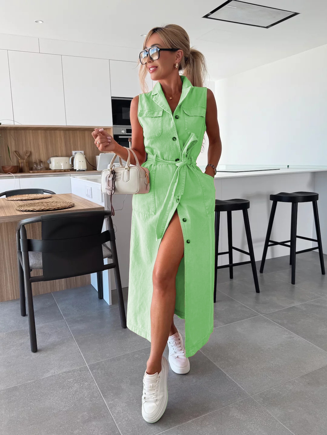 Ladies' Lapel Buckle Split Temperament and Leisure Dress