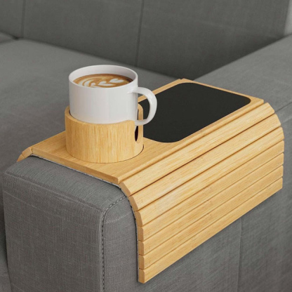 Bamboo Couch Arm Tray & Cup Holder