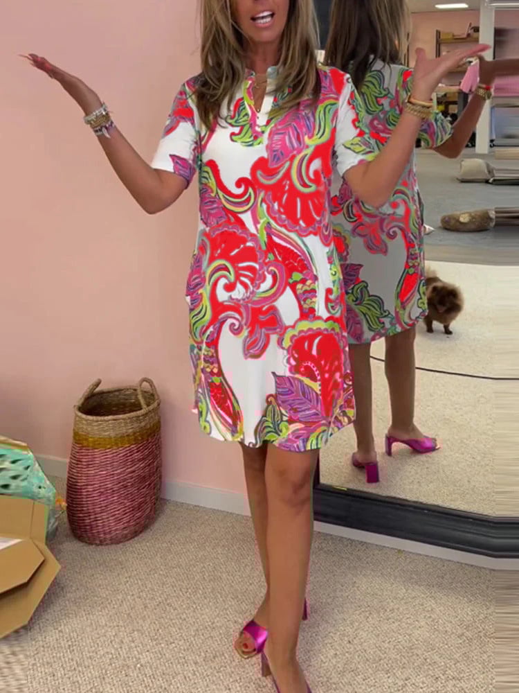 Vibrant Printed Midi Dress