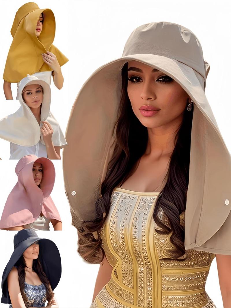 👒Full face sun protection & big brim shawl & sun hat👒