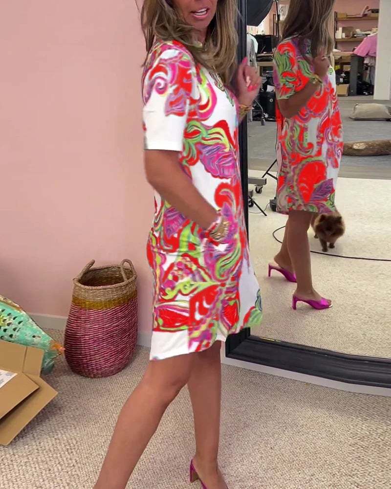 Vibrant Printed Midi Dress