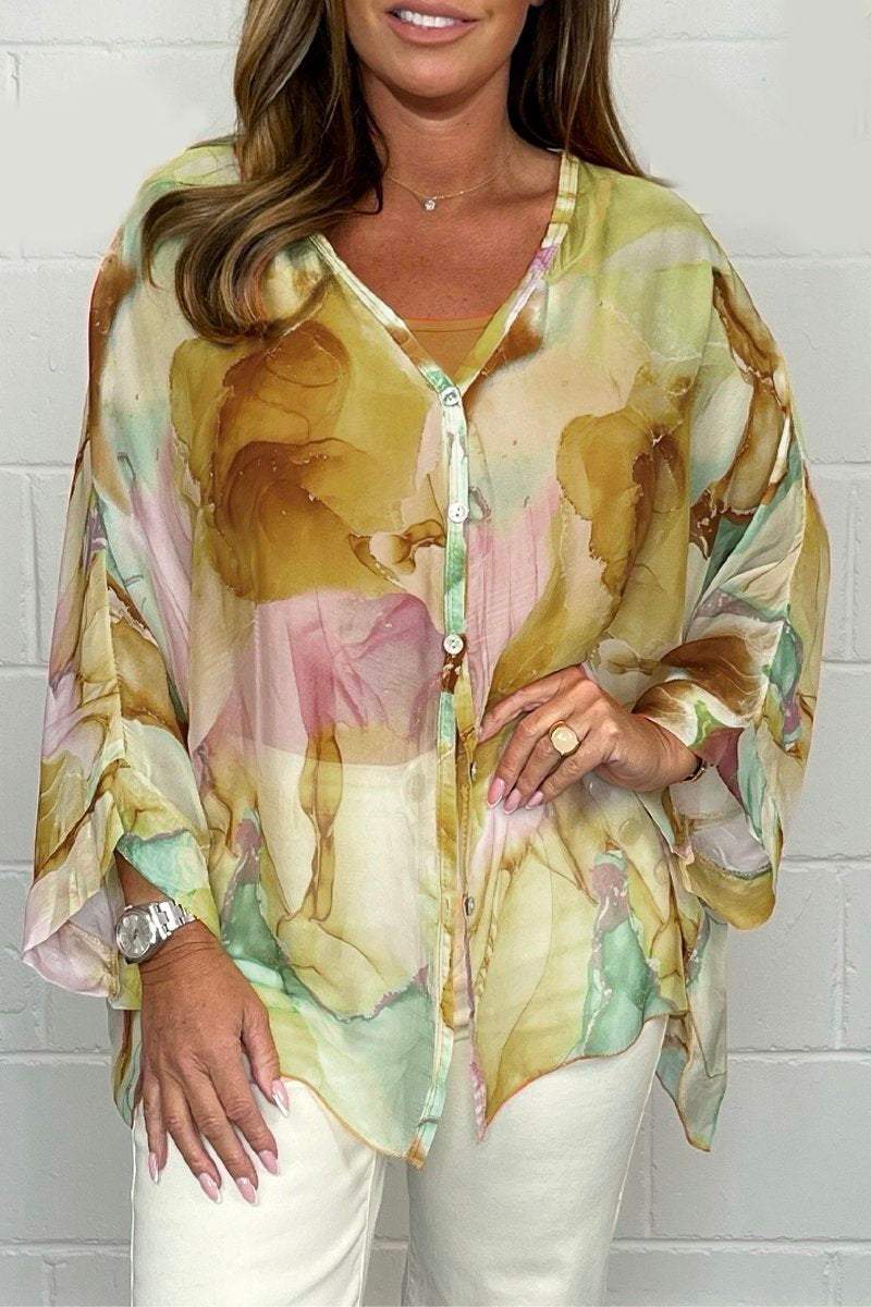 Women Summer Floral Printed Chiffon Shirt