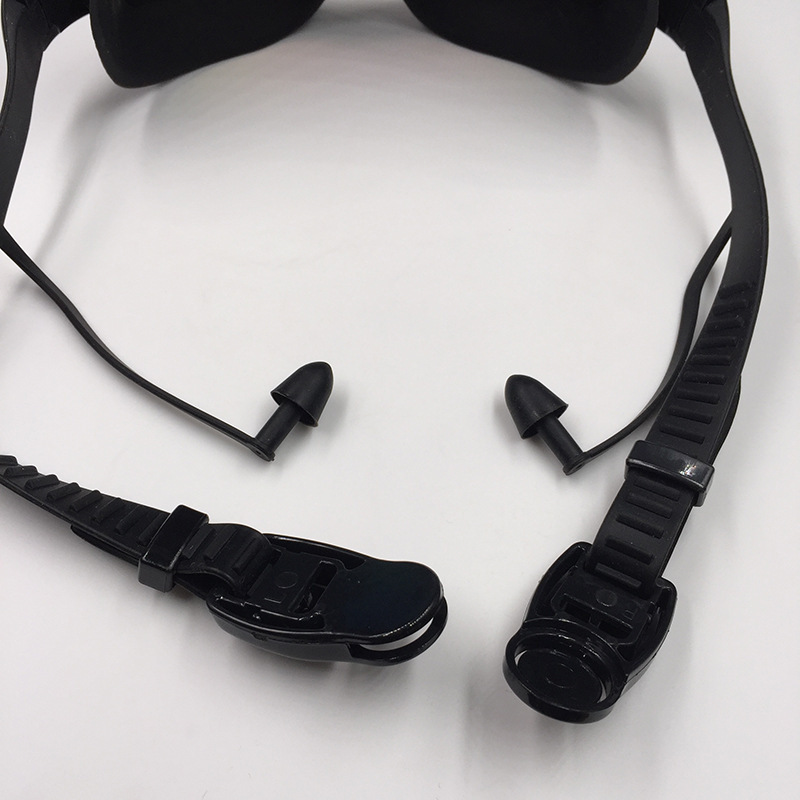 Electroplating large frame waterproof and fog-proof swimming goggles (with integrated earplugs)