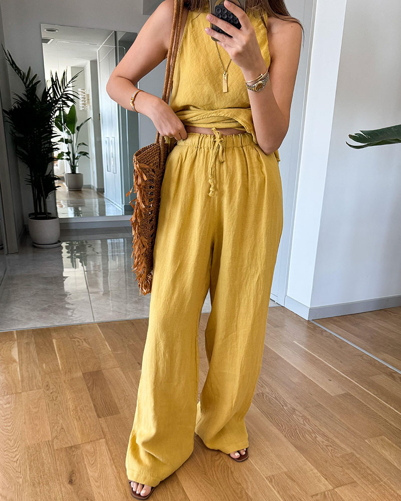 Irregular sleeveless casual two-piece set