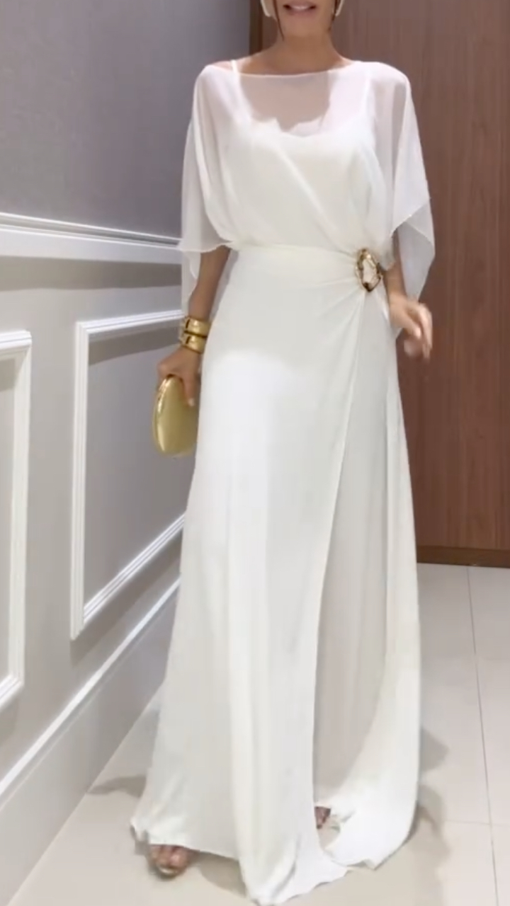 Women's Two-Piece Chiffon Casual Set (Faux Two-Piece Top + Faux Two-Piece Pants)