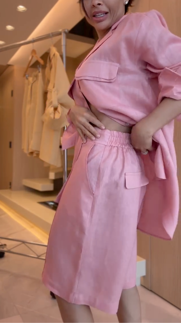 Women's Collared Cotton Linen Casual Suit