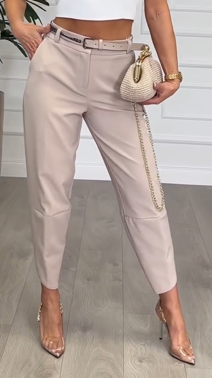 Women's Patchwork Commuting Casual 9-point Pants