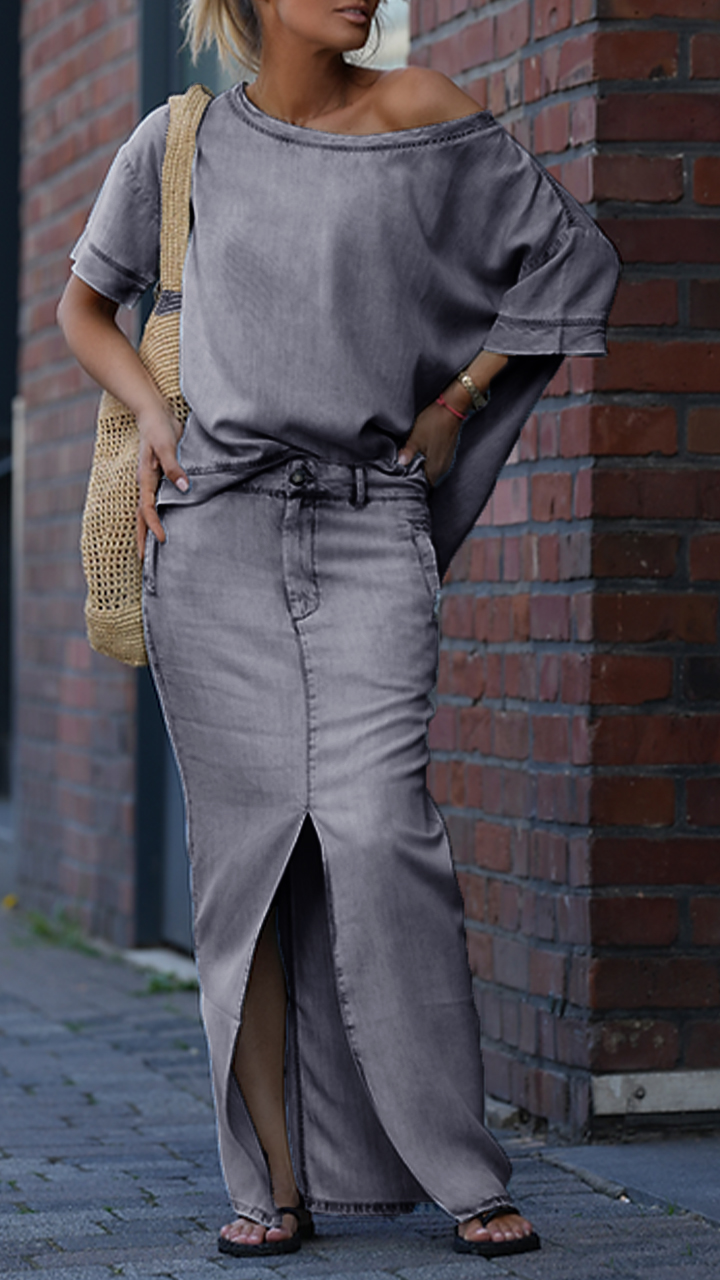 Women's Round Neck Tencel Casual Suit