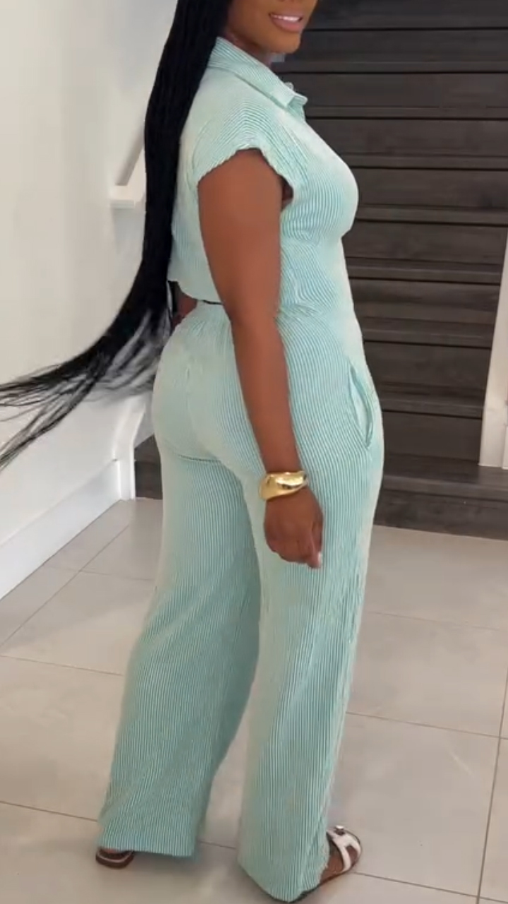 Ladies' Lapel Vertical Breasted Casual Jumpsuit