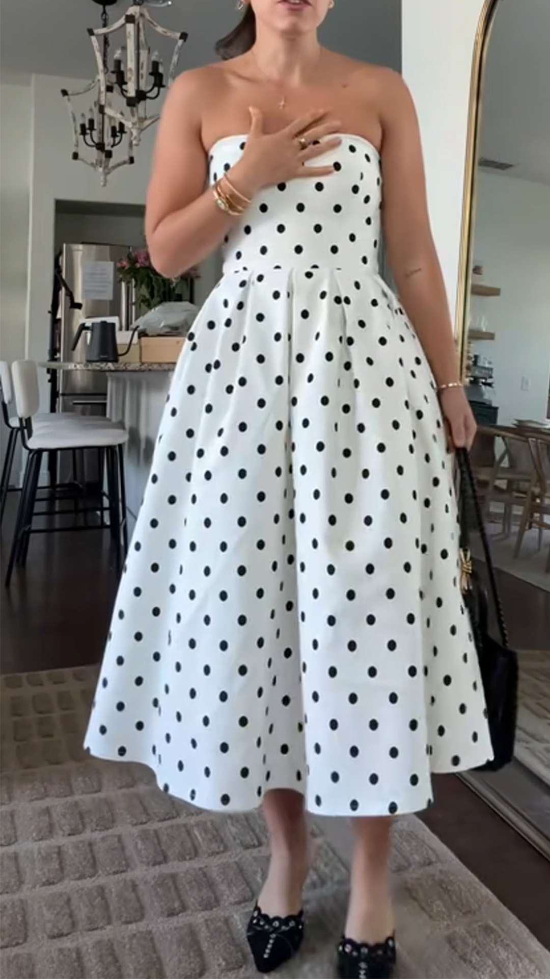 Ladies' Strapless Polka Dot Elegant Temperament Dress