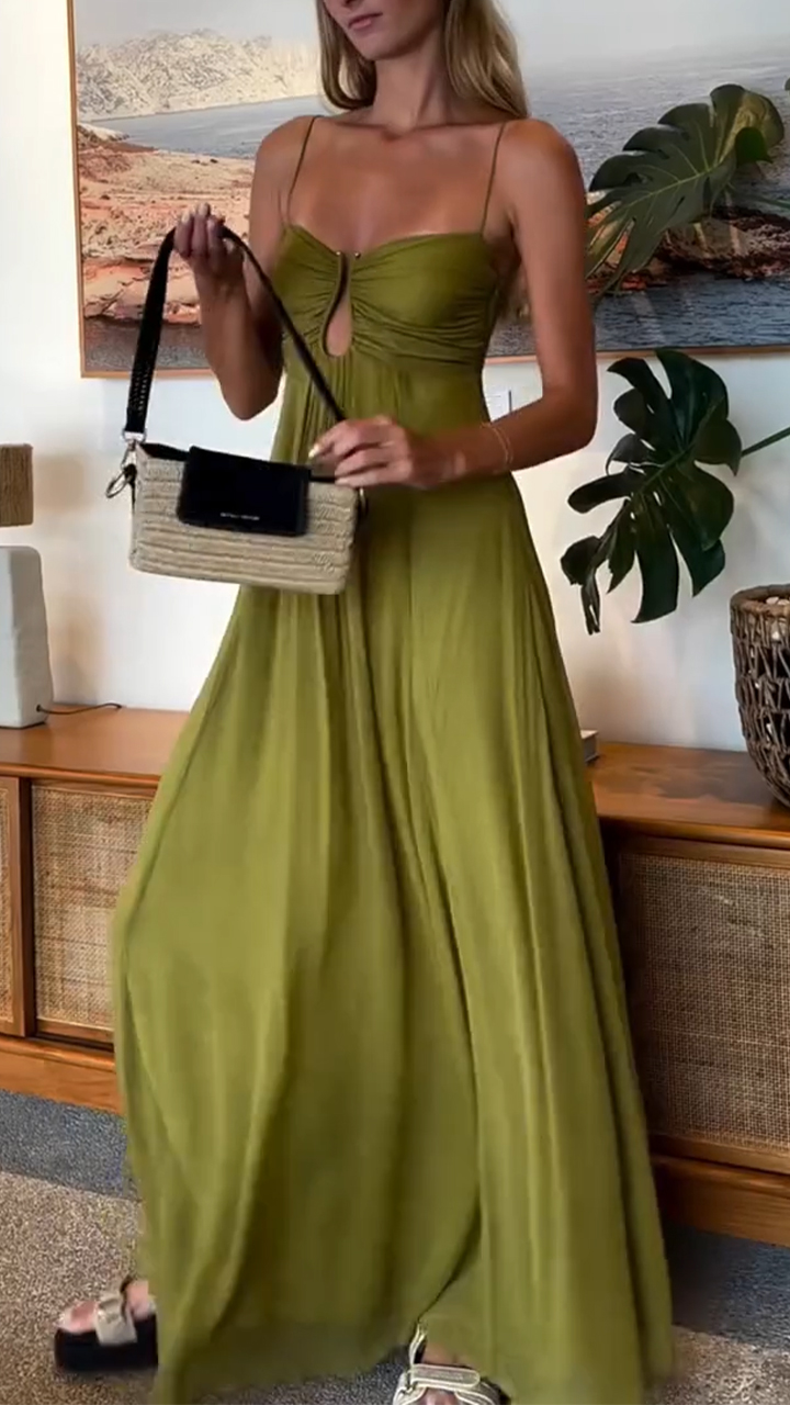 Ladies' Suspender Solid Color Hollow Elegant Casual Dress