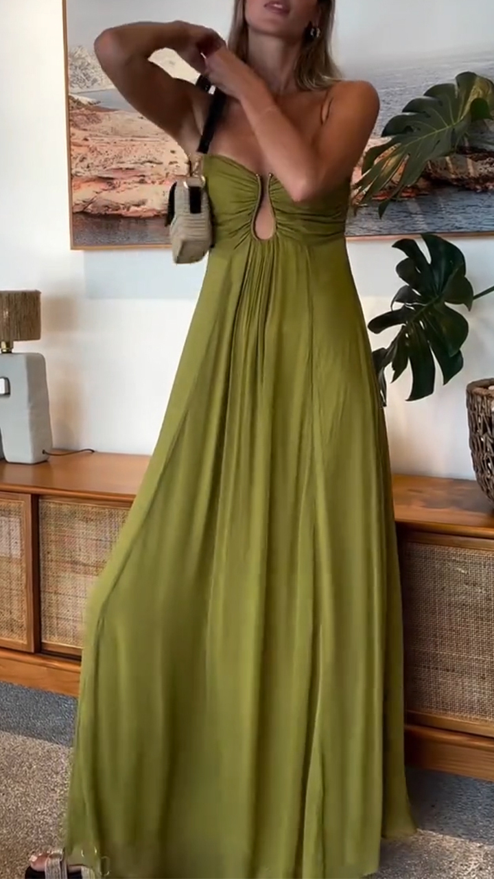 Ladies' Suspender Solid Color Hollow Elegant Casual Dress