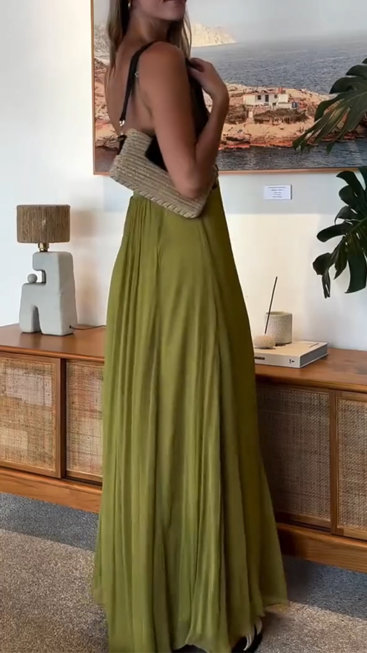 Ladies' Suspender Solid Color Hollow Elegant Casual Dress