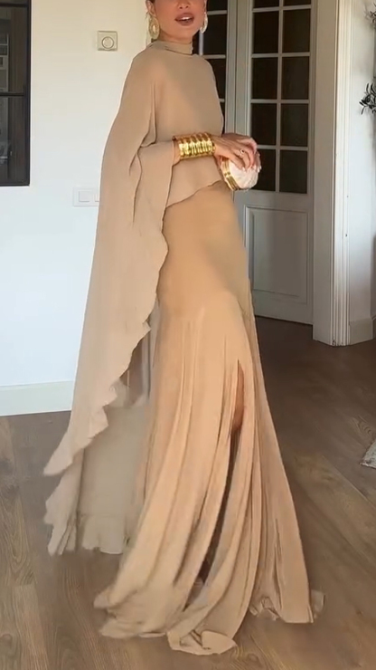 Ladies' Spaghetti Strap Patchwork Hollow Dress+ Irregular Smock Elegant Temperament Set