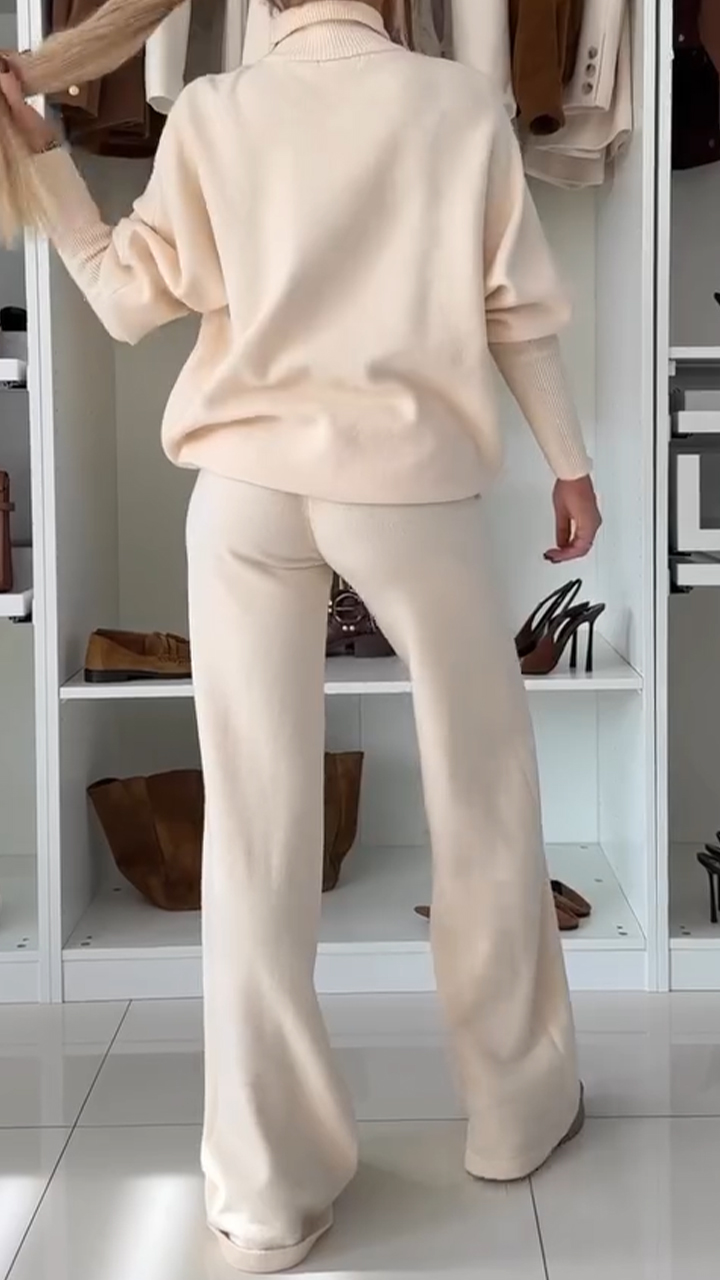 Women's Half-high Collar Solid Color Casual Suit 