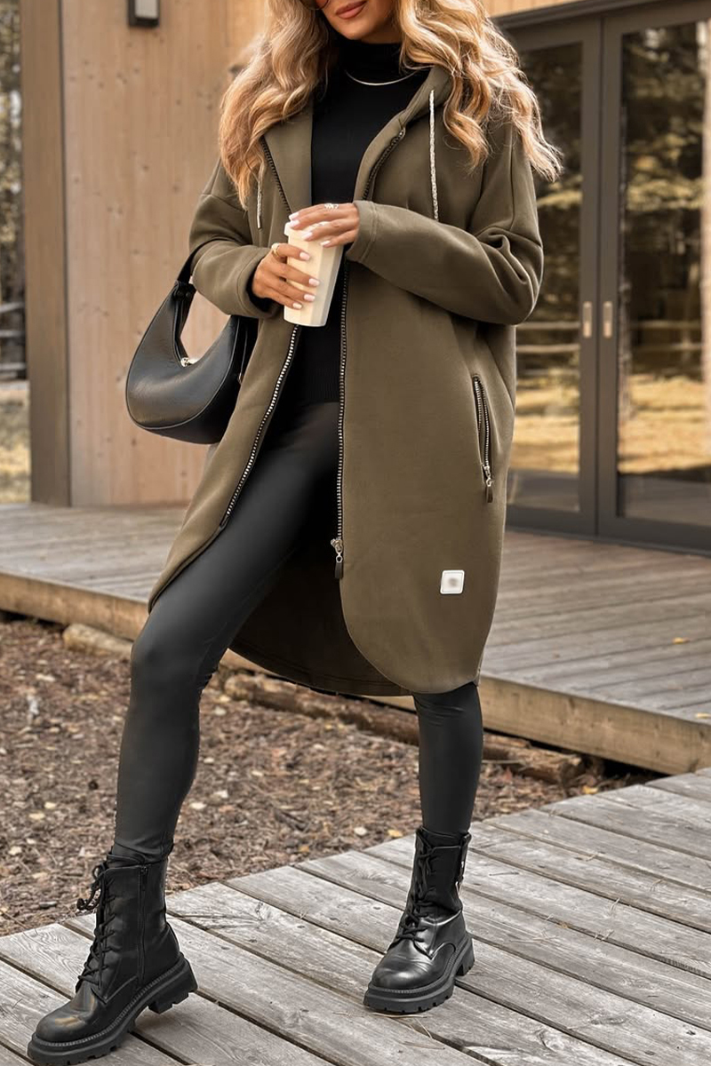 Women's Hooded Drawstring Casual Coat