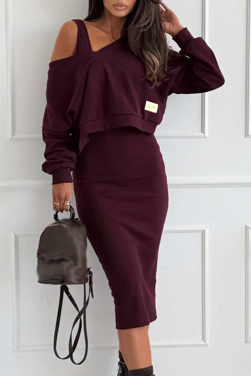 Women's Inner Dress + Sweatshirt Casual Suit