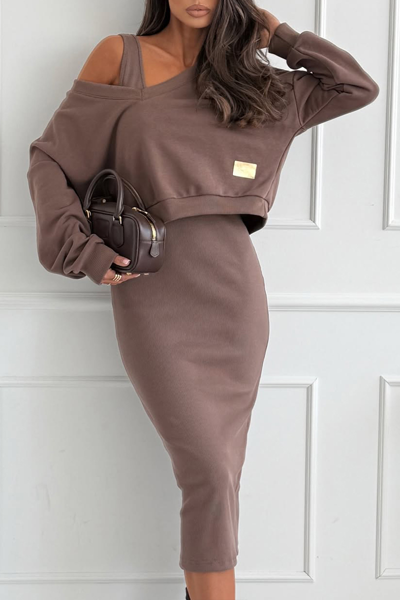 Women's Inner Dress + Sweatshirt Casual Suit