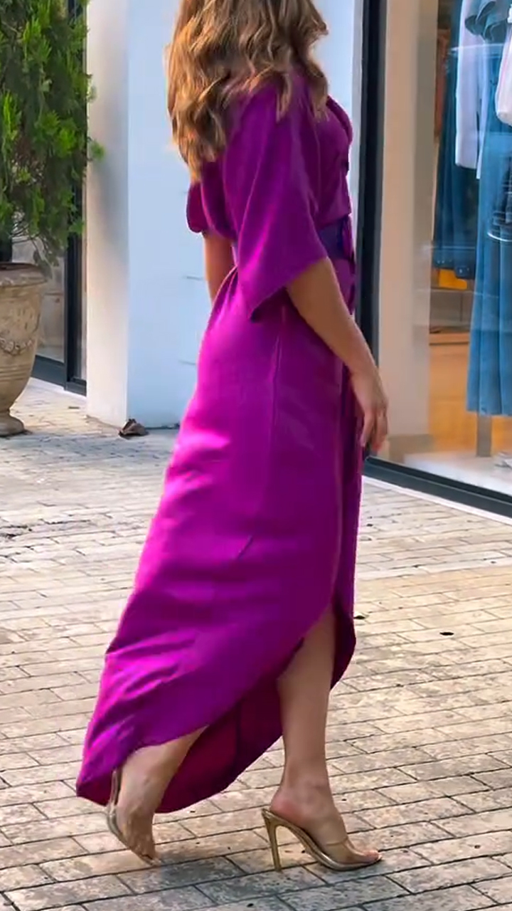 Ladies Slanted Collar Elegant Temperament Dress