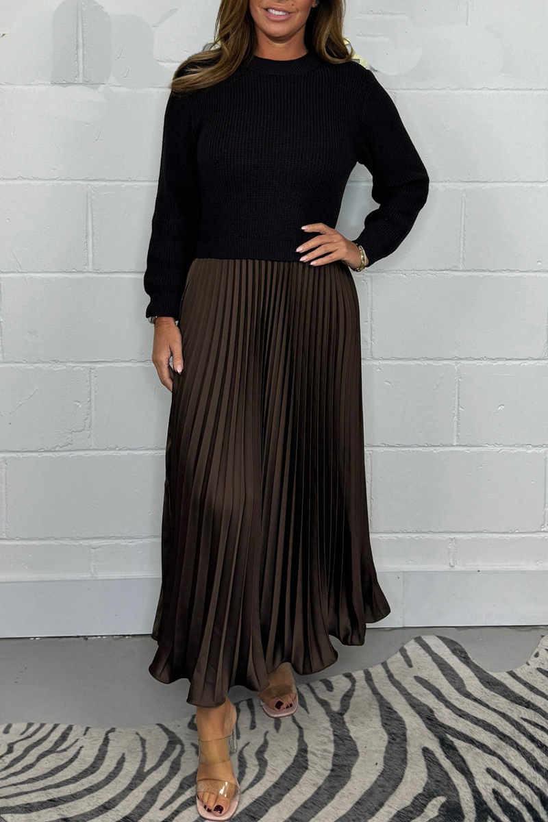 Ladies Round Neck Patchwork Casual Dress