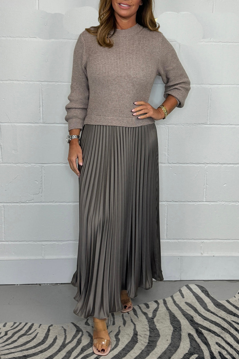 Ladies Round Neck Patchwork Casual Dress