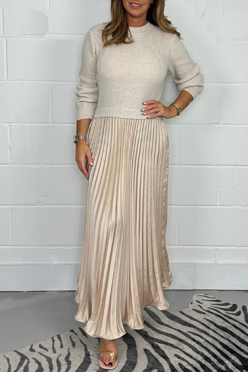 Ladies Round Neck Patchwork Casual Dress