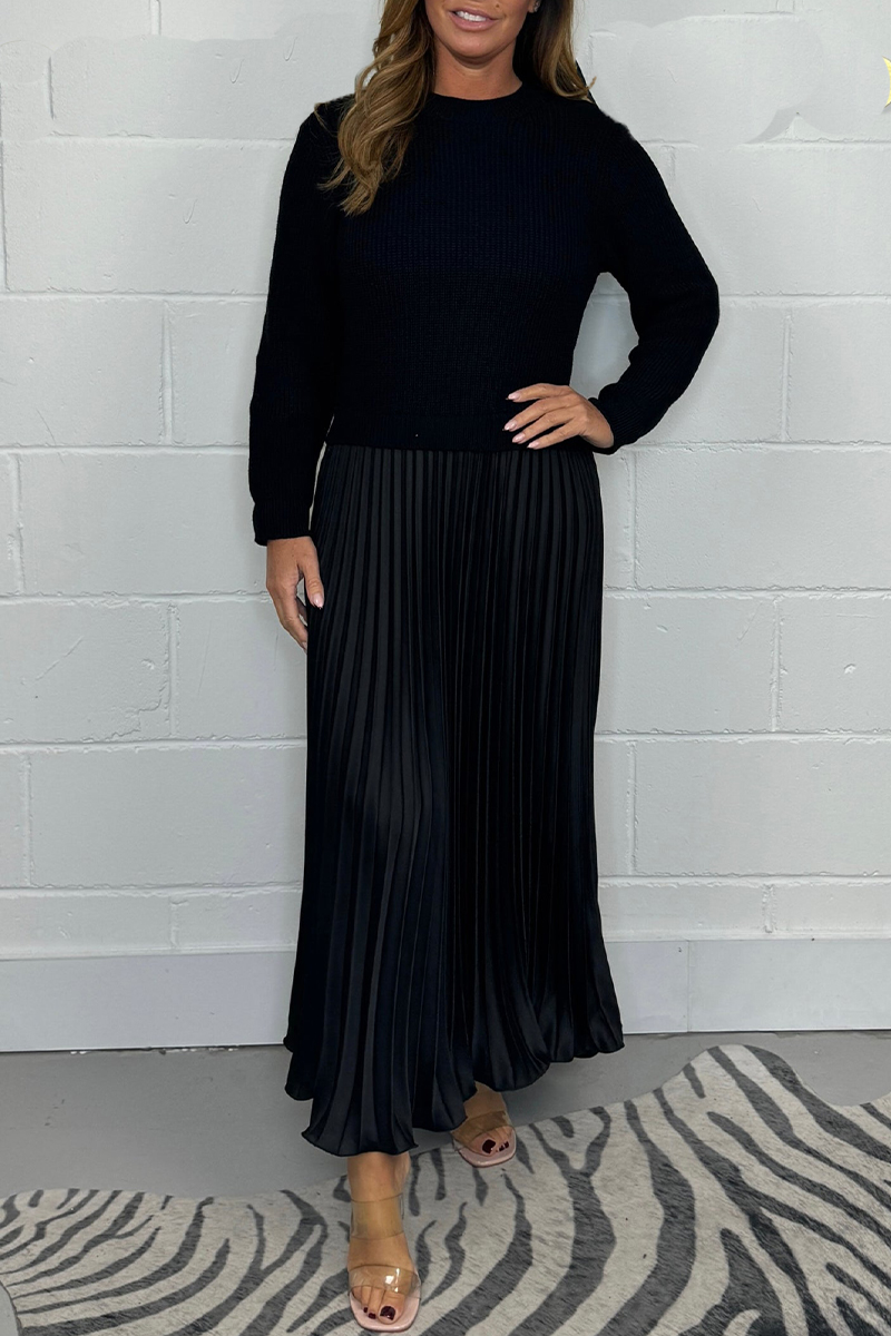 Ladies Round Neck Patchwork Casual Dress