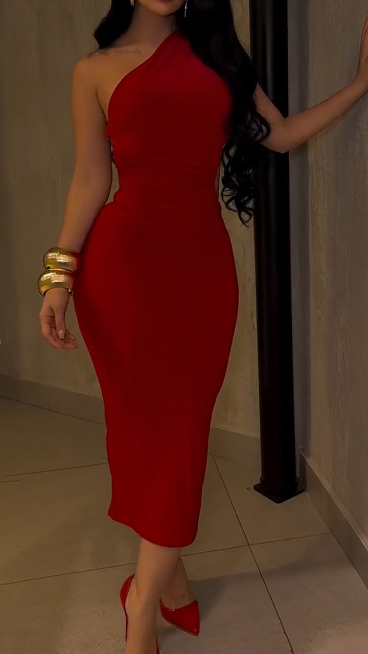 Women's Off-shoulder Hollow Back Slim Sexy Dress