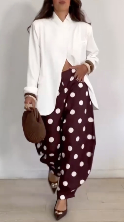 Polka Dot High Waist Loose Pants
