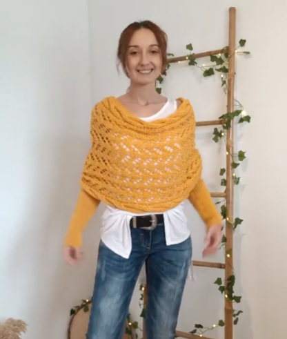 Scarf With Sleeves, Knitted Cable Wrap