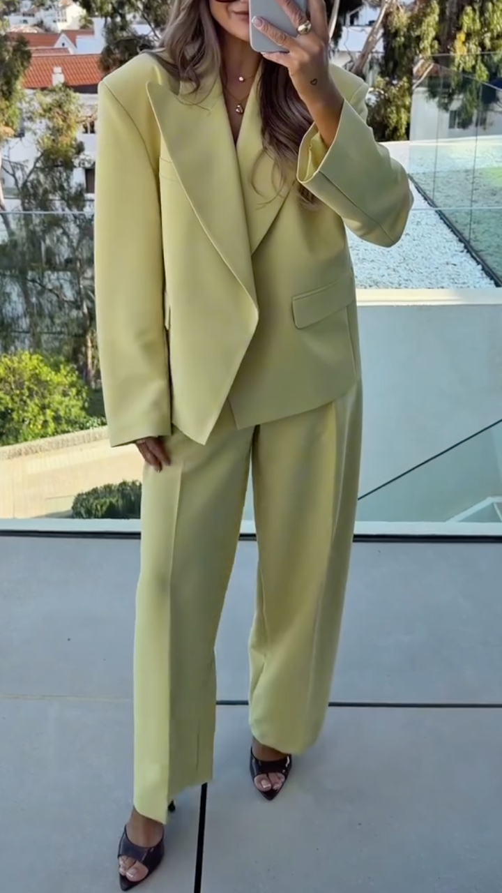 Women's Oversized Lapel Suit, Loose And Casual Set