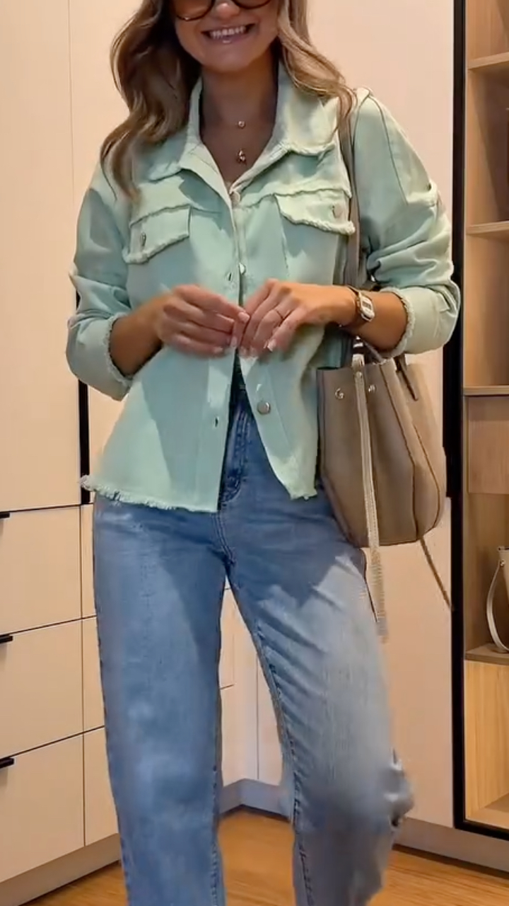 Women's Collared Denim Casual Jacket