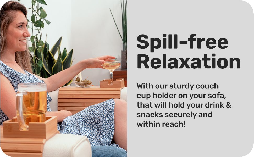 Couch cup holder tray