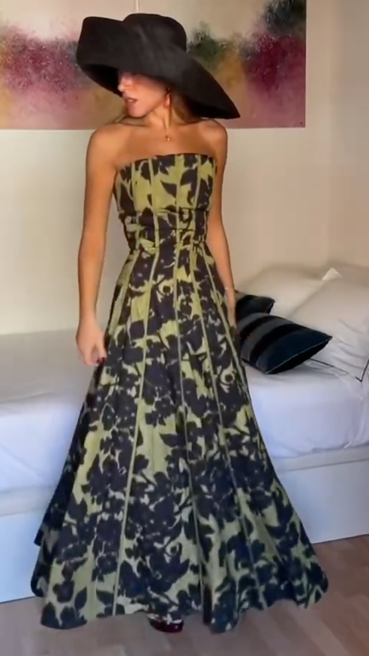 Women's Printed Patchwork Detachable Sleeve Elegant Dress