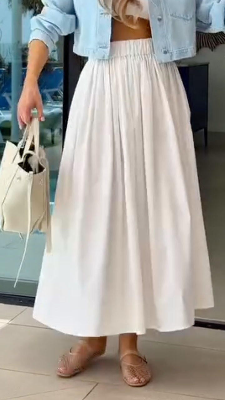 Elastic Waist Flowy Maxi Skirt