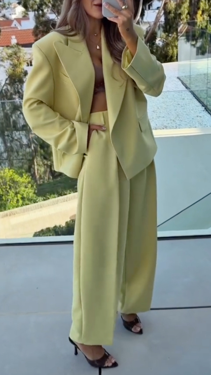 Women's Oversized Lapel Suit, Loose And Casual Set