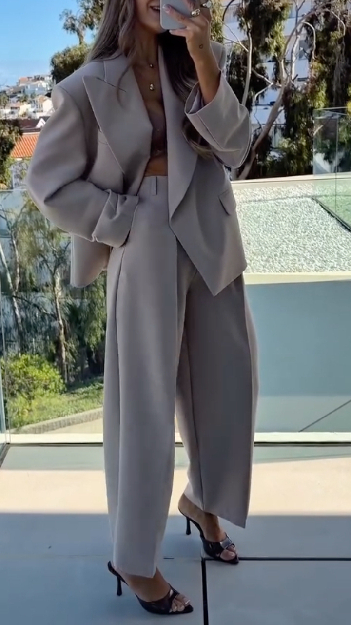 Women's Oversized Lapel Suit, Loose And Casual Set